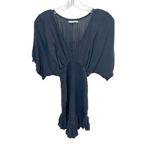 O'Neill Carey Smocked Dress Slate Gray V-Neck Butterfly Sleeve Mini Size Small